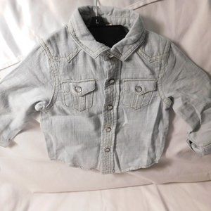 OshKosh Blue Denim Snap Front Shirt Size 12 Months NEW
